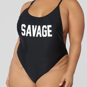 NWT FashionNova LowBack OnePiece BlackSwim Savage